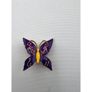 Vintage Multicolor Hand Painted Fashion Jewelry Enamel Moth Butterfly Brooch Pin